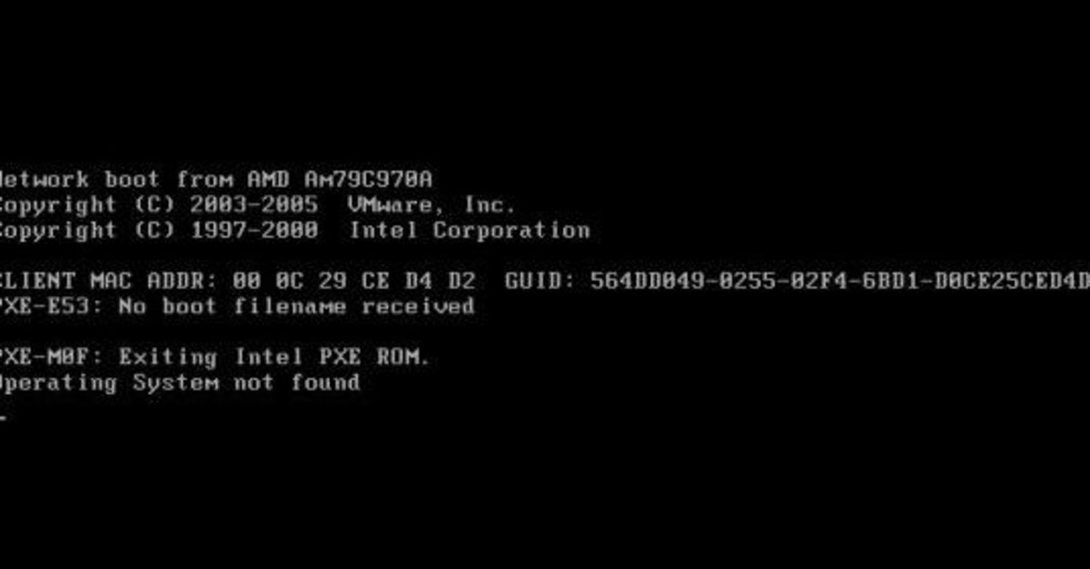 Network boot. Сбой операционной системы. PXE Boot ошибка. Network Boot from Intel.