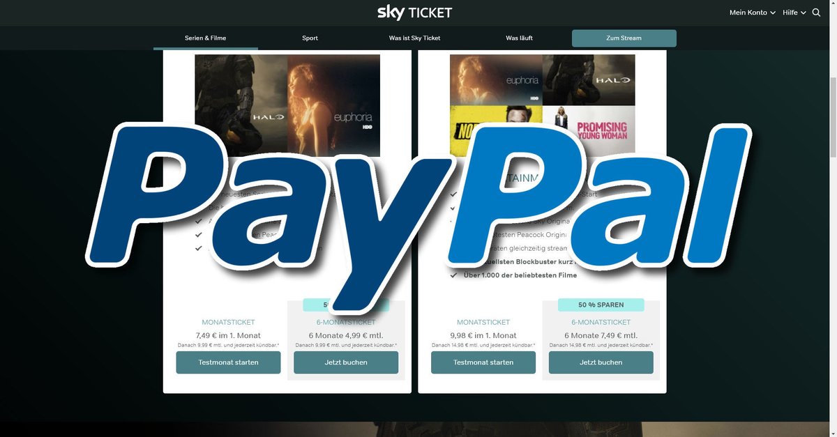WOW (ehemals Sky Ticket) mit PayPal zahlen wie geht das?