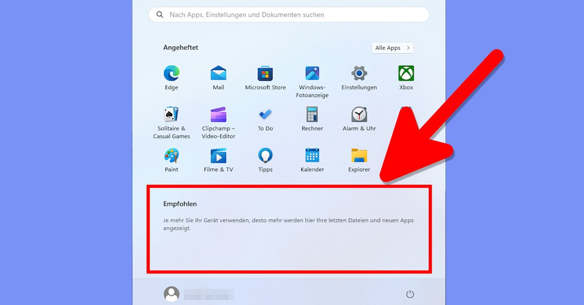 Windows 11: Hide “Recommended” in the Start menu