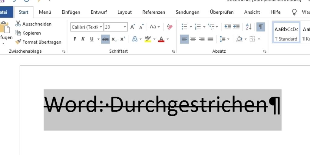 Word Text Durchstreichen Auch Mit Einer Tastenkombination