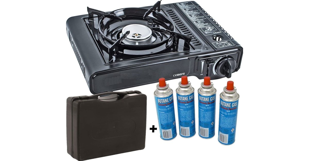 Amazon sells gas cooker with 4 gas cartridges and case at a great price
