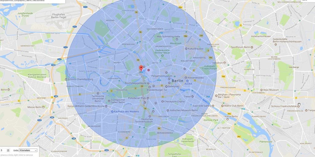 Landkarte Mit Entfernungsradius | Rurradweg Karte